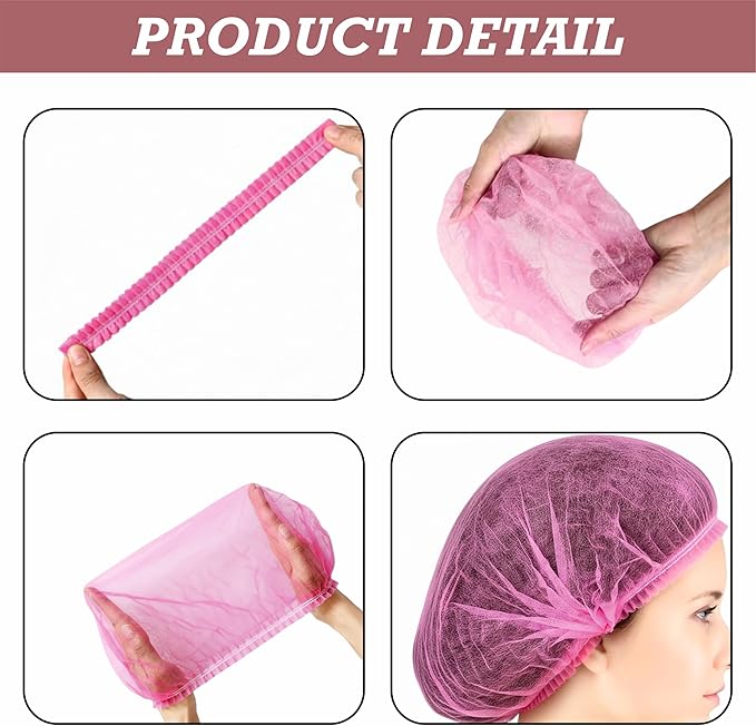 Disposable Bouffant Caps 21 Inch Non Woven Hair Net Elastic Head Cover For Food Service Kitchen Salon Lab Spa And Hygiene Use