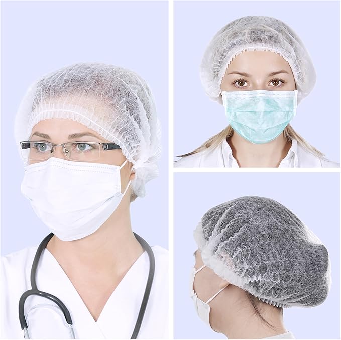 TaShow 120 Pcs Disposable Bouffant Caps, 21 Inches Hair Nets for Women and Men, Polypropylene Non-Woven Hair Nets