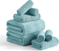 8 Piece Bath Towel Set-2 Oversized Bath Sheets(35"x70"),2 Hand Towels,4 Washcloths-Extra Large Microfiber Towel Sets,Less Lint Highly Absorbent & Quick Dry Bath Towels for Bathroom Gym Pool,Turquoise