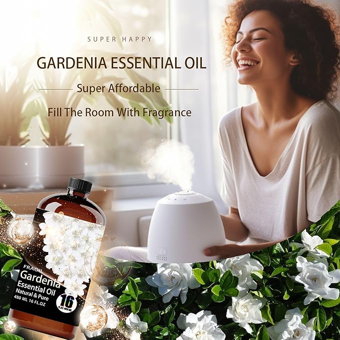 Gardenia Essential Oil, Gardenia Oil 16 Fl Oz 480 ML for Diffuser Humidifier Yoga Cleaning DIY Candle Soap Making Perfume Gift for Women Essential Oils FRAOIL (Gardenia 16 Fl Oz (Pack of 1))