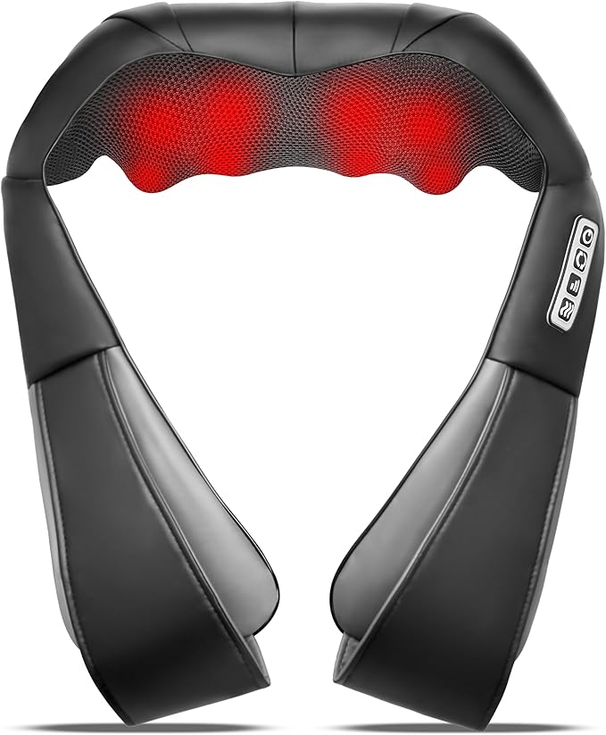 UFFAE Shiatsu Neck and Back Massager with Heat, Electric Deep Tissue Kneading Neck and Shoulder Massage, Best Gifts for Women Men Mom Dad Mothers Fathers Day Birthday Gift, Black Grey (NOT Cordless)
