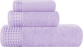 GLAMBURG Ultra Soft 3 Pack Cotton Towel Set, Contains a Bath Towel 28x55 inch, a Hand Towel 16x24 inch & a Wash Coth 12x12 inch, Ideal Everyday use, Compact & Lightweight - Purple