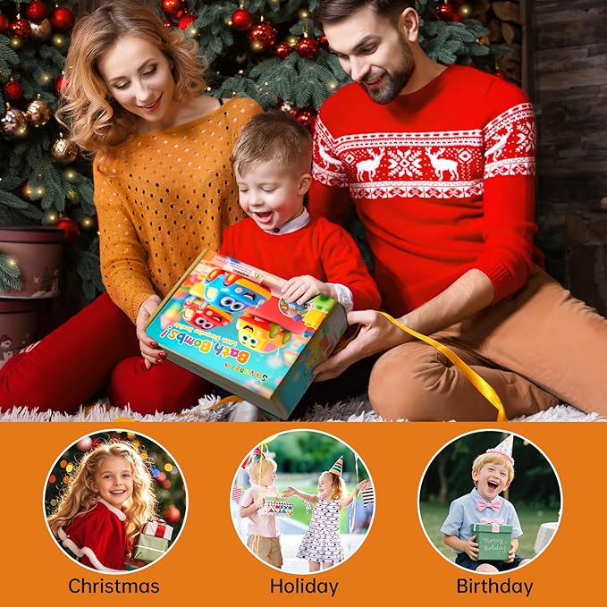 Bath Bombs for Kids with Surprise Toys Inside, 6 Pack Bath Bombs Gift Set with Pull-Back Vehicles Cars, Fun and Bright Colors Bubble Set, Car Bath Toys for Boys Girls Birthday, Easter Basket Stuffers