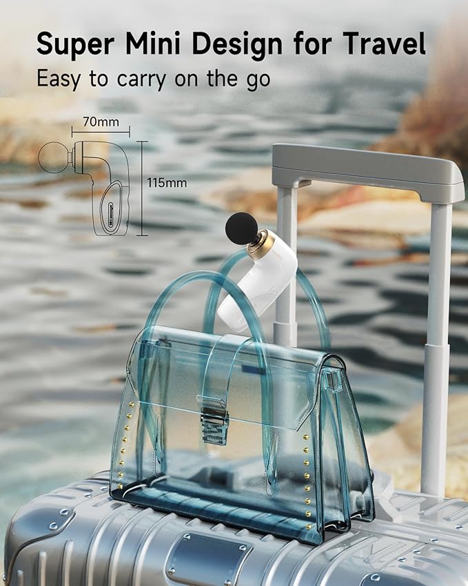 HEYCHY A1 Super Mini Massage Gun, Percussion Deep Tissues Muscle Massager, Travel Massage Gun, Compact Sports Massager, Portable Handheld Massager for Office Gifts for Him/Her, Home, Athletes(White)