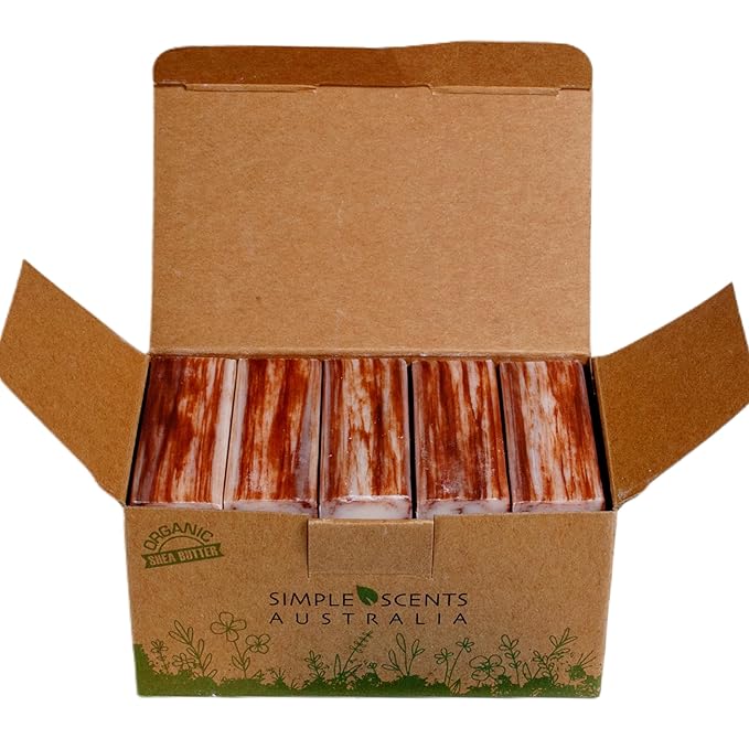 Simple Scents Australia Patchouli Scented Natural Soap Bars (5 Bars), 3.5oz Moisturizing French Triple Milled Soap Bars Enriched with Shea Butter - Pure Plant Oil Bath & Body