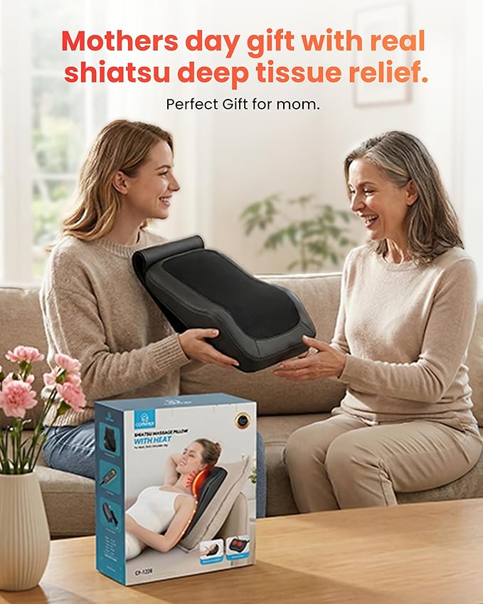 COMFIER Back Massager with Heat, Deep Tissue Shiatsu Neck and Back Massager Chair Use Massager Pillow with Adjustable Flap