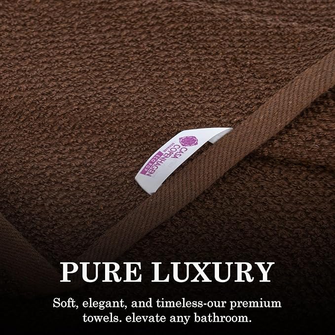CASA COPENHAGEN EcoPop 6Pcs 100% Cotton Large Designer Towels Gift Set- Toffee, 550 GSM, 2Bath 2Hand 2Washcloths, Bath Towels for Bathroom Set for Women & Men