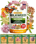 HOME GROWN Milkweed Flower Seeds - 500+ Heirloom Perennial Wildflower Seeds (5 Individual Varieties) Supports Monarch Habitat, Grows in Zones 3-11 (Asclepias syriaca)