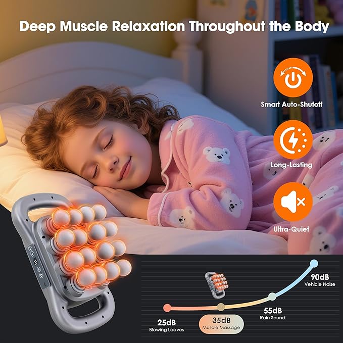 16 Head Massage Gun Set, Deep Tissue Percussion Massager, Electric Massage Tools with 9 Styles & Levels, Dark Grey
