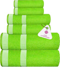 CASA COPENHAGEN Solitaire 6Pcs 100% Egyptian Cotton Large Designer Towels Gift Set- Lime Green, 600GSM, 2Bath 2Hand 2Washcloths, Bath Towels for Bathroom Set for Women & Men