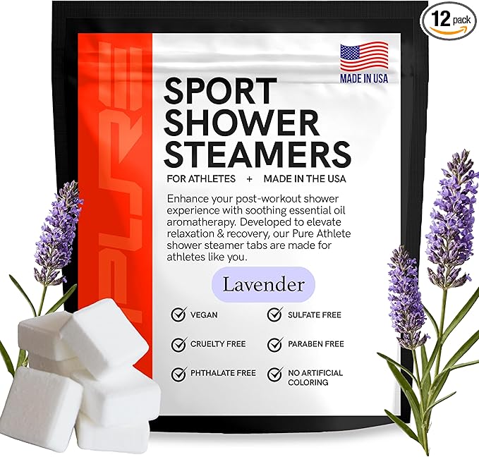 Sport Shower Steamers - USA Made with Natural Lavender Essential Oil, Aromatherapy, Stress and Sinus Relief, Muscle Recovery for Athletes, Best Birthday Presents and Mother’s Day Gifts for Runners