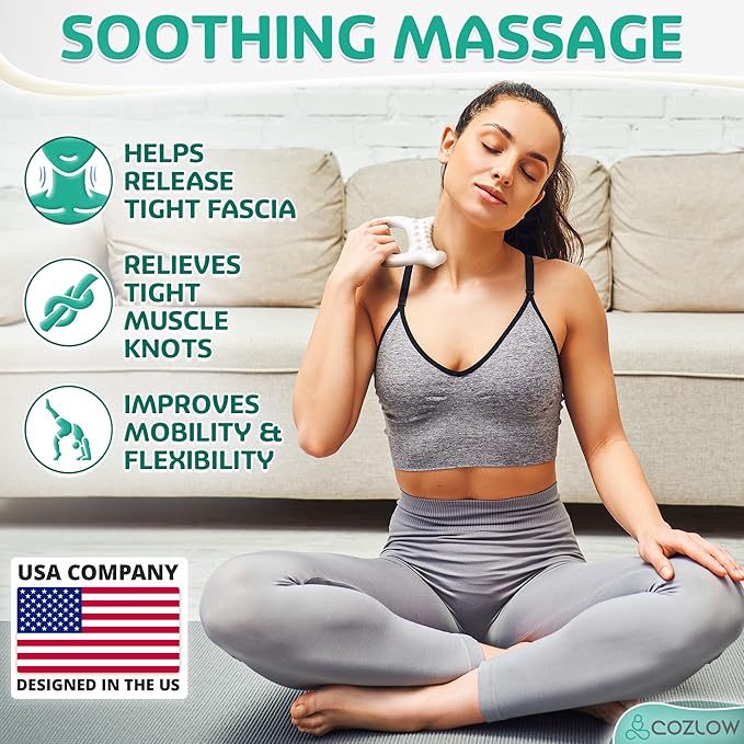 COZLOW Ceramic Gua Sha Massage Tool for Face & Body - Premium Muscle Scraping Tool for Lymphatic Drainage & Fascia Massage - Trigger Point Massager for Body Sculpting & Contouring - Style B
