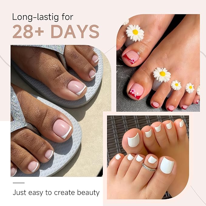 UNA GELLA Toe Nail Tips Full Cover, 216 Pcs Square Round Toe Nail Press Ons Clear Pre-shape Gel Toe Nail Tips Double Matte Acrylic Fake Toenails Extensions DIY Home Nail Salon for Women, 15 Sizes