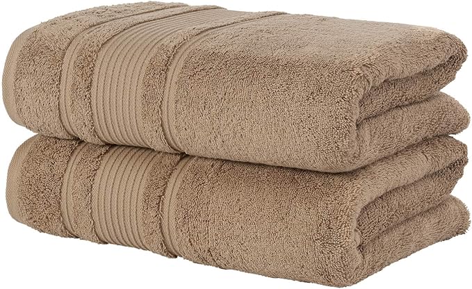 Personalize Your Towels with Custom Embroidery: Names, Monograms, and Initials. Perfect for Bathroom, Spa, Gym, Shower, Kids, Adults, Pool, Travel, Gifts, 2-Piece Bath Towels Set - Brown