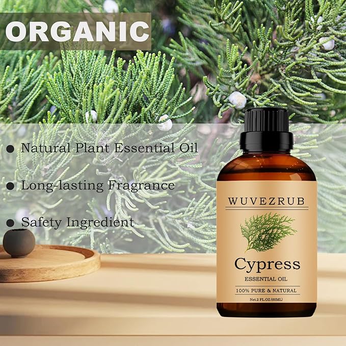 Cypress Essential Oils, 60ML Pure and Natural Essential Oil for Aromatherapy Diffuser - Cypress /2 Fl Oz