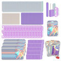 Disposable Manicure Kit Professional, 50 Set Press On Nail Tool Kit with Nail File, Nail Buffer, Nail Buffer Block, Nail Handle Brush, Wood Stick, Packaging Bag (Purple-50pcs)