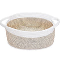 ABenkle Small Woven Basket, 12" x 8" x 5" - Cute Storage Basket with Handles for Room, Cat & Dog Toys, Gift Box
