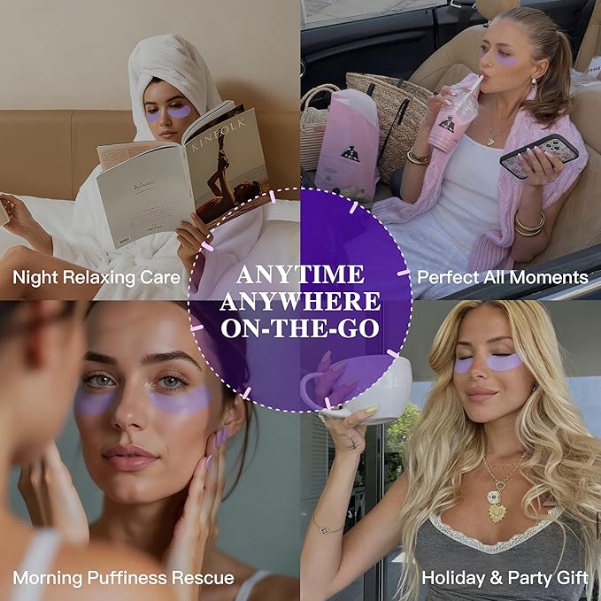 Grape Seed Collagen Under Eye Patches, Eye Mask for Puffy Eyes and Dark Circles, Deep Hydrating Under Eye Mask Patches for Eye Bags Treatment, Under-eye Skincare Boost Radiance (24 pairs)