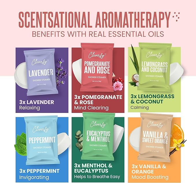 Cleverfy Shower Steamers Aromatherapy - Mothers Day Gifts for Mom, Wife from Husband, Grandma, Daughter and Sister - Birthday Gifts for Women, Mom, Teens, Girlfriend and Her - 18 Tablets