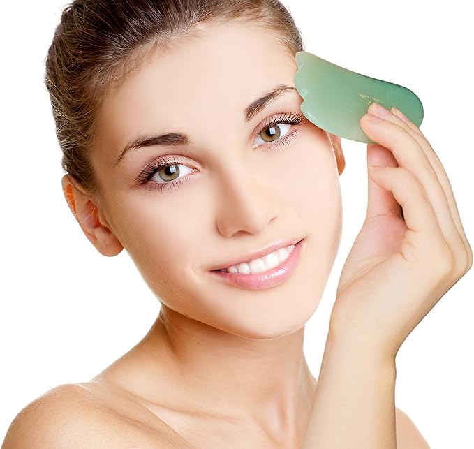 Jade Gua Sha Facial Tool – Guasha Face Massage Tool Lymphatic Drainage Massager, Face Sculpting Tool for Facial Lifting & Tightening, Anti-Wrinkles, Anti-Aging & Skin Rejuvenation (Heart Shape)