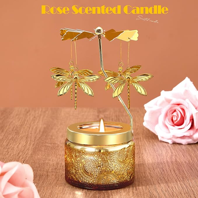 Mothers Day Gifts for Mom, Funny Birthday Gifts for Women, Dragonfly Candle Gift for Mom, Grandma, Rotating Scented Candles for Home Aromatherapy, Ideal Birthday Gift for Wife