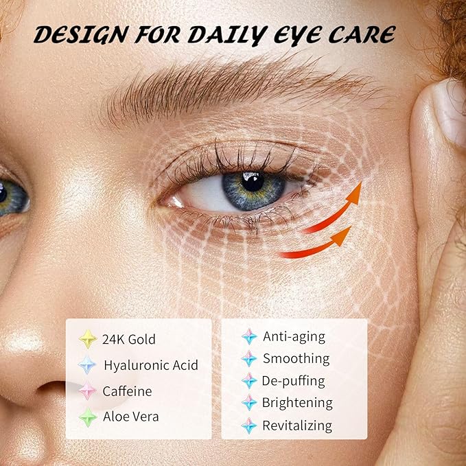 Maskiss Under Eye Patches(8 Pairs), 24K Gold, Caffeine, Hyaluronic Acid, Aloe Vera Eye Masks for Dark Circles Puffy Eyes Undereye Bags, Eye Skin Care Gift Set for Bachelorette Party Favors