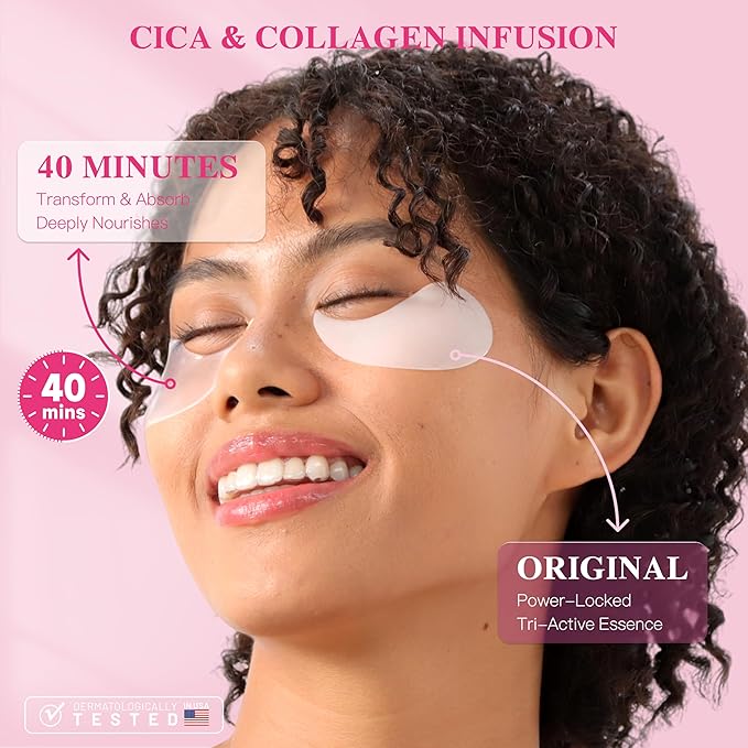 Under Eye Patches with Centella Collagen for Puffy Eyes and Dark Circles, Hydrogel Eye Patch with Hyaluronic Acid for Hydrating, Wrinkles, Women Travel Essentials & Self Skin Care Gifts 60PCS