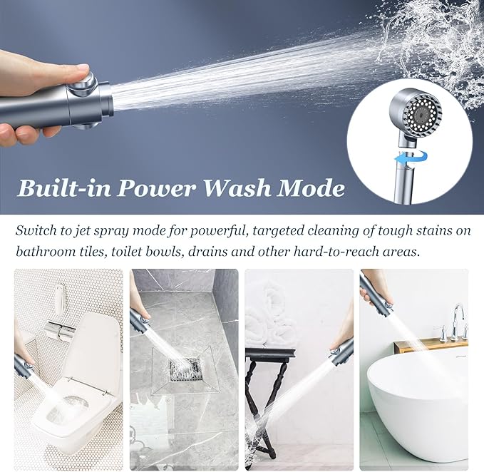 FEELSO Filtered Shower Head with Handheld, High Pressure 4 Spray Showerhead with Filters & Upgraded Anti-clog Nozzles for Hard Water -Remove Chlorine, Reduce Dry Itchy Skin -ON/OFF Switch, Blue