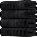 HOMEXCEL Waffle Bath Towels Set 4 Pack, Premium Microfiber Bathroom Towels, Lightweight, Highly Absorbent and Quick Dry Towel for Bathroom, Gym, Shower, Hotel, and Spa, 30 x 60 Inch, Black