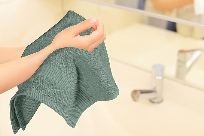 Belizzi Home Ultra Soft 6-Piece Hand Towel Set 16x28-100% Ringspun Cotton - Durable & Highly Absorbent Hand Towels - Ideal for use in Bathroom, Kitchen, Gym, Spa & General Cleaning - Jade