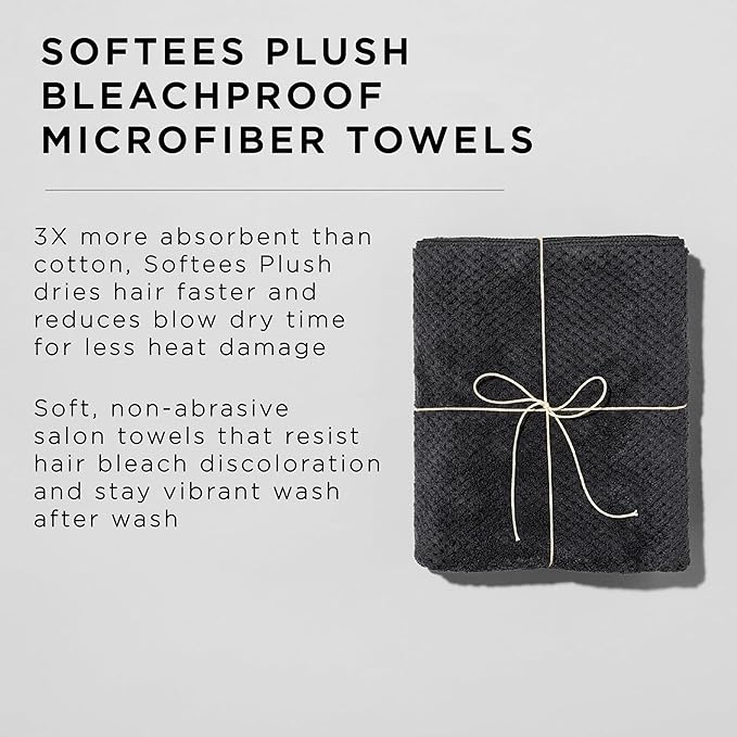 Fromm Softees Plush Bleachproof Microfiber Hair Towel for Salon, Barber, Spa, Ultra Soft Hair Wrap, Drying Towel for All Hair Types, Hands, Face, Durable Salon Towels, 18 x 30 Inches, Dark Grey 6 Pack