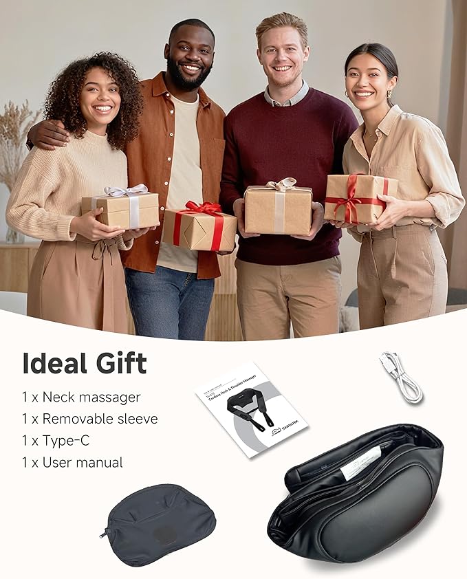 Snailax Cordless Neck Massager for Pain Relief Deep Tissue, Upgraded 4D Shiatsu Neck Shoulder Massager with Graphene Heating, Rechargeable Back Massager with Deeper Kneading Massage Heads for Home