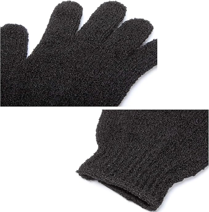 6Pairs Exfoliating Gloves - Premium Black Scrub Wash Mitt for Bath or Shower - Luxury Spa Exfoliation Accessories for Beauty Spa Massage, Suitable for Men and Women