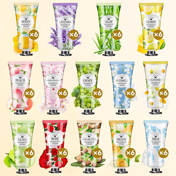 VISCOO 84 Pack Hand Cream Gifts Set for Women, Mothers Day Gifts, Teacher Appreciation Gift, Nurses Week Gift, Bulk Gifts for Women, Moisturizing Mini Hand Lotion Travel Size for Dry Cracked Hands