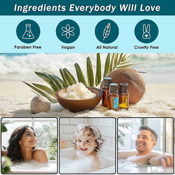 Aqua Elegante Bath Spa Gift Set - 15 Piece Premium Basket with Wash, Bubble Bath, Lotion, Salts, Body Scrub, Towel, Shower Puff, Bathbombs, Reusable Basket, Gifts for Women - Ocean & Coconut