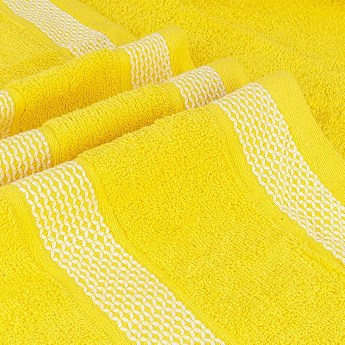 CASA COPENHAGEN Solitaire 6Pcs 100% Egyptian Cotton Large Designer Towels Gift Set- Butter Yellow, 600GSM, 2Bath 2Hand 2Washcloths, Bath Towels for Bathroom Set for Women & Men