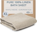 100% Linen Bath Sheet 35x70-inch - Waffle Weave Linen Bath Towel Oversized - Lightweight Absorbent Thin Waffle Bath Sheets Towels for Adults - Quick-Drying XL Travel Towel Extra Large