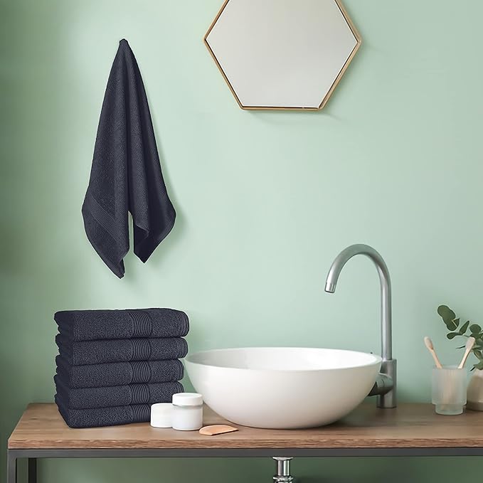 Belizzi Home Ultra Soft 6-Piece Hand Towel Set 16x28-100% Ringspun Cotton - Durable & Highly Absorbent Hand Towels - Ideal for use in Bathroom, Kitchen, Gym, Spa & General Cleaning - Charcoal Grey