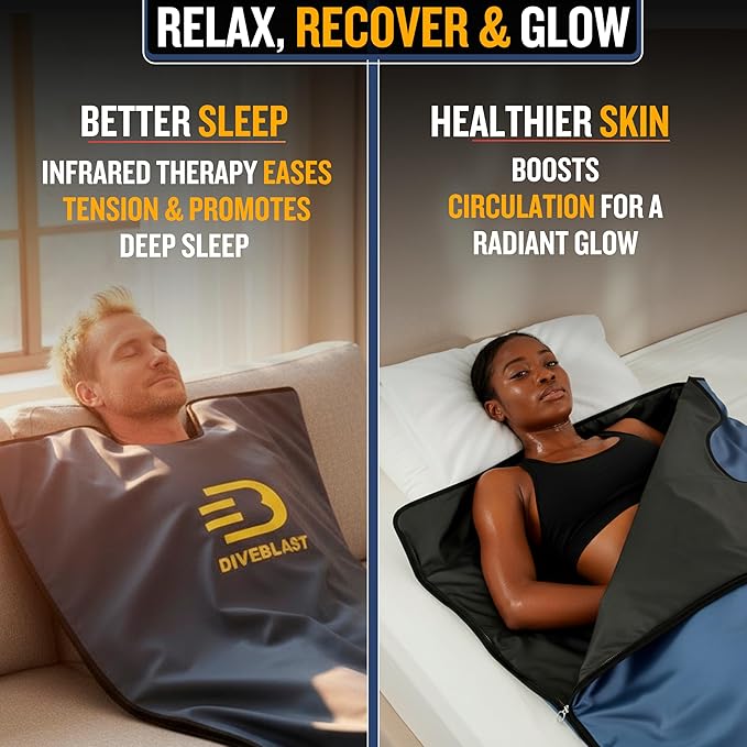 DIVEBLAST Near Zero EMF Far Infrared Sauna Blanket - Midnight Blue