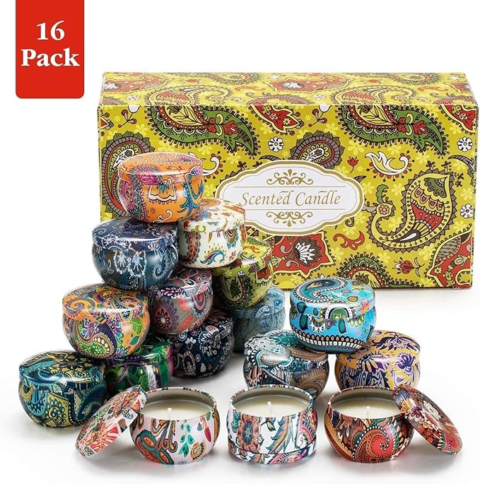 YOROXRG Set 16 Pack Scented Candles Gifts Soy Wax Travel Tin Jar Candles for Home 2.5 OZ Scented Candles for Mom for Christmas, Birthday, Thanksgiving, Mother's Day…