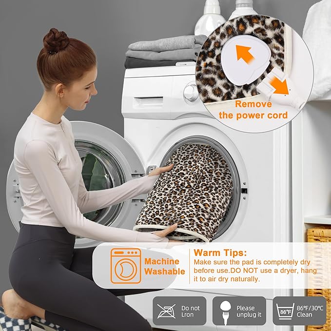 Deepsoon Heating Pad,Electric Heating Pads for Back,Neck,Moist Heating Pad for Abdomen Shoulder Knee Legs,Dry/Moist Heat&Auto Shut Off,Mother's Day Birthday for Men and Women,Leopard Print,24x12 Inch