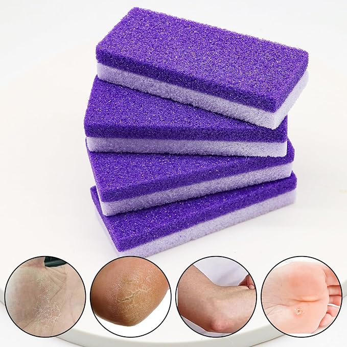Foot Pumice Stone 4 Pack Pedicure Stone for Feet Pumice Sponge for Feet Callus Remover and Scrubber Double Sided Pedicure Foot Pumice Stone for Feet and Heels Callus and Dead Skins (Purple)
