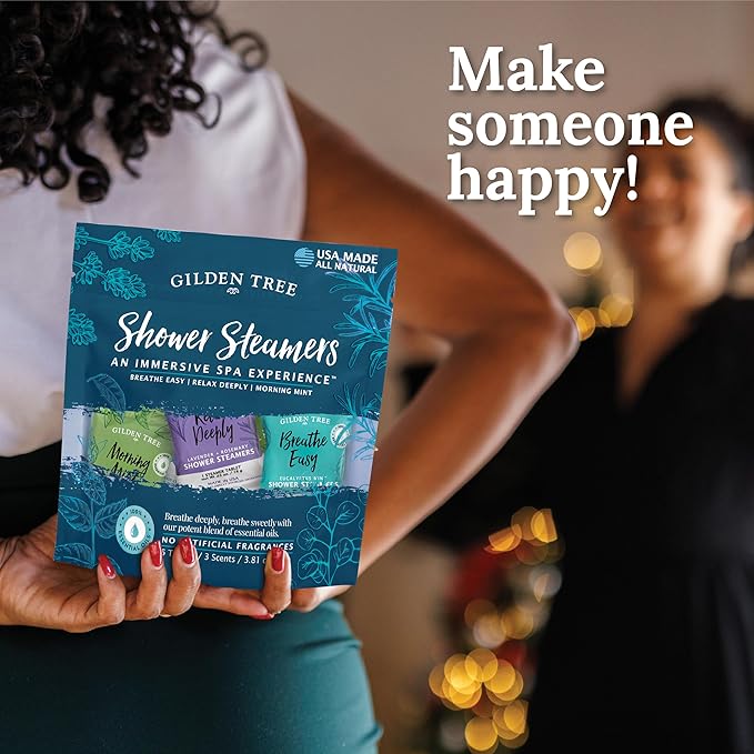 Gilden Tree Shower Steamers Aromatherapy Variety Pack – Sinus Relief, Relaxation & Energy Essential Oils, Birthday Gifts for Women Men Teens Adults, Individually Wrapped Made in USA (6 Pack, 3 Scents)