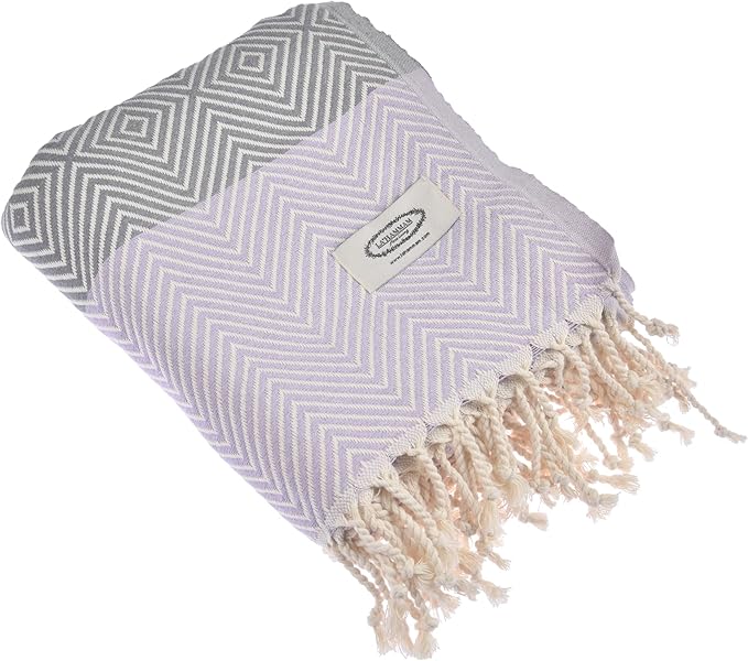 Personalized Embroidered Beach Towel | Throw Blanket, Easy Carry, Sand Free, Highly Absorbent, Quick Dry, Turkish Towels for Camping Bath Sauna Beach Gym Pool Yoga SPA by Lahammam, Newdiz, Lilac