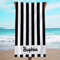 JML Personalized Beach Towel with Name, Custom Cabana Stripe Beach Towel, Customized Microfiber Pool Towel, Quick Dry & Absorbent Swim Towel for Adult,Anniversary, Birthday, Summer Holiday,Vacation