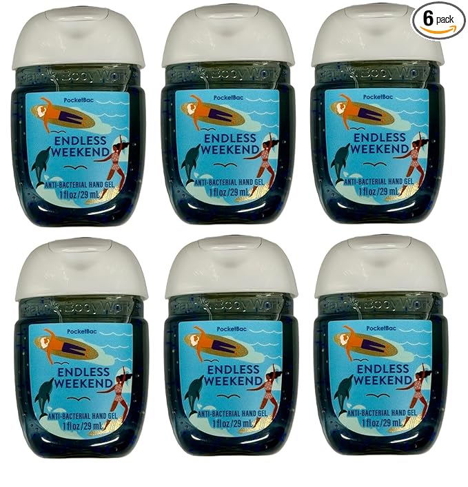 Bath and Body Works Classic and Seasonal Scents Pocketbac Gel Sanitizers - Pack of 6-1 oz each (Endless Weekend)