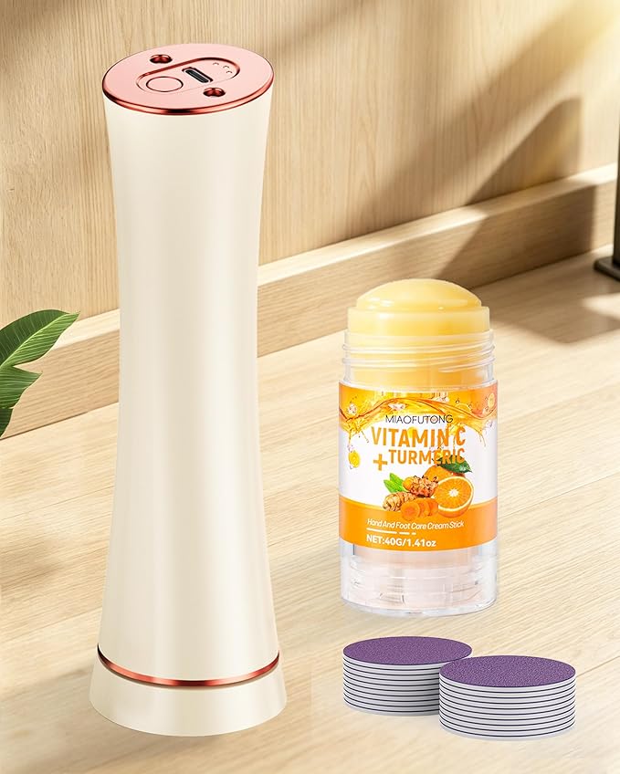 Electric Foot Callus Remover, 3-Speed Rechargeable Cordless Electronic Foot File with Moisturizing Balm, Electric Callus Remover Kit for Dead Skin, Birthday & Mothers Day Gifts for Women Mom, Beige