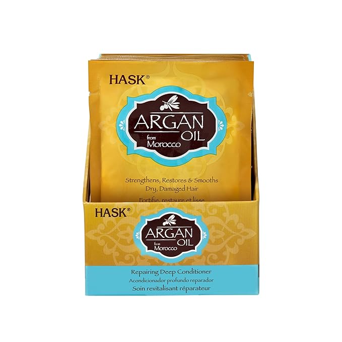 HASK ARGAN Repairing Deep Conditioner Treatments for all hair types, color safe, gluten-free, sulfate-free, paraben-free - Pack of 12