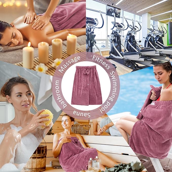 Xtinmee 2 Sets Normal Size Womens Wrap Towel with Hair Towel Bath Towel Wrap Shower Dress Towel Spa Wraps for Women's Bathrobe (Purple)