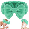 Shintop Face Wash Headband, Soft Makeup Headband with Cute Bow Elastic Spa Headwear for Skincare Facial Mask Showers (Pea Green)